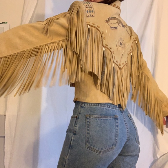 Suede leather tassel jacket. It is one of a kind and handmade. - Picture 5 of 5